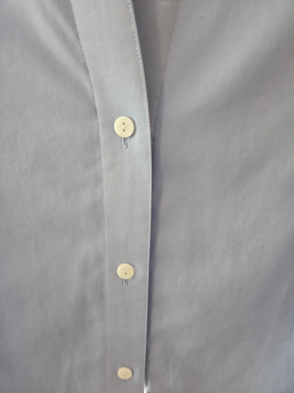 Foxcroft Margie Three-Quarter Sleeve Cotton Button-Up Shirt Light Blue Medium - Picture 2 of 9
